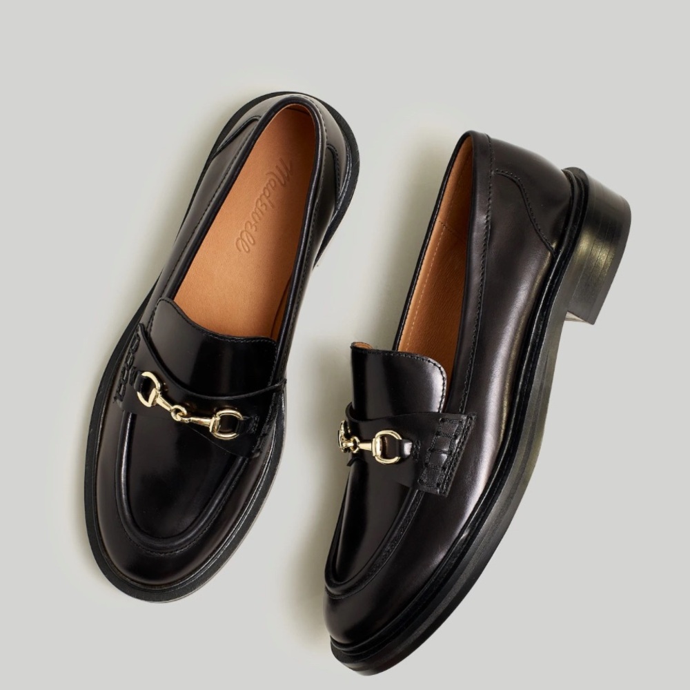 Madewell Black Leather Horsebit Loafers